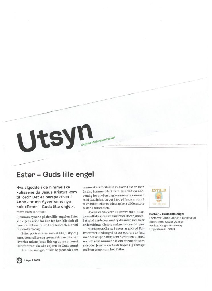 Presentajon av "Ester - Guds lille engel" fra bladet Utsyn